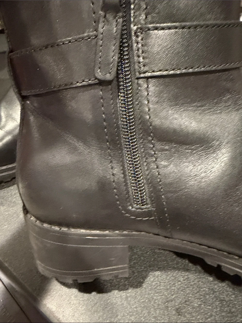 Cole Haan Black Leather Ankle Boot with Buckle Accent